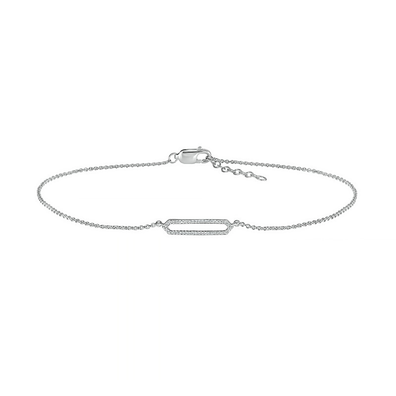 0.066 CT. T.W. Diamond Open Bar Anklet in Sterling Silver – 10"|Peoples Jewellers