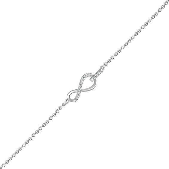 Diamond Accent Infinity Anklet in Sterling Silver – 10"