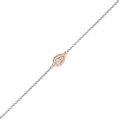 0.04 CT. T.W. Composite Teardrop Anklet in Sterling Silver and 10K Rose Gold – 10"