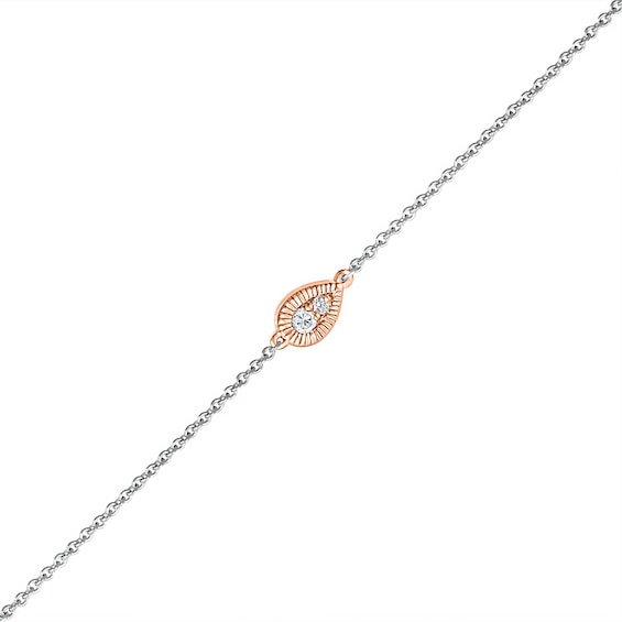 0.04 CT. T.W. Composite Teardrop Anklet in Sterling Silver and 10K Rose Gold – 10"