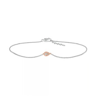 0.04 CT. T.W. Composite Teardrop Anklet in Sterling Silver and 10K Rose Gold – 10"