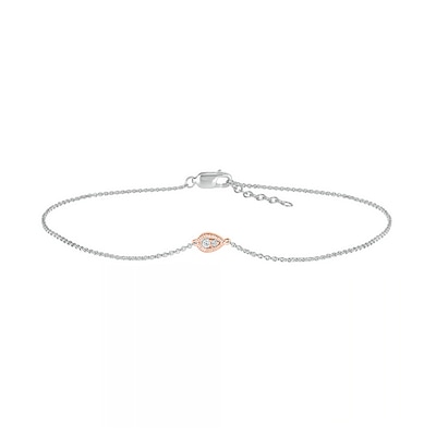 0.04 CT. T.W. Composite Teardrop Anklet in Sterling Silver and 10K Rose Gold – 10"