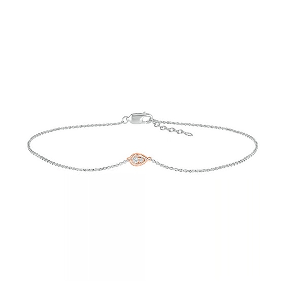 0.04 CT. T.W. Composite Teardrop Anklet in Sterling Silver and 10K Rose Gold – 10"