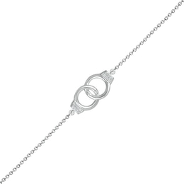 0.04 CT. T.W. Diamond Interlocking Circle Anklet in Sterling Silver – 10&quot;