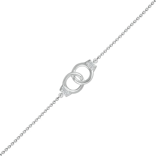 0.04 CT. T.W. Diamond Interlocking Circle Anklet in Sterling Silver – 10"