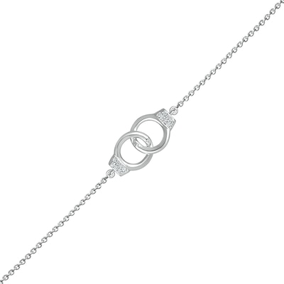 0.04 CT. T.W. Diamond Interlocking Circle Anklet in Sterling Silver – 10"