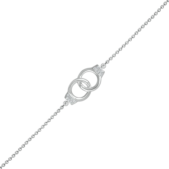 0.04 CT. T.W. Diamond Interlocking Circle Anklet in Sterling Silver – 10"