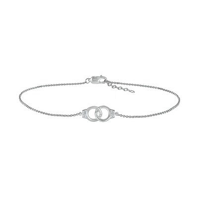 0.04 CT. T.W. Diamond Interlocking Circle Anklet in Sterling Silver – 10"