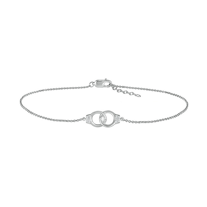 0.04 CT. T.W. Diamond Interlocking Circle Anklet in Sterling Silver – 10"|Peoples Jewellers