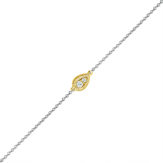 0.04 CT. T.W. Composite Teardrop Anklet in Sterling Silver and 10K Gold – 10"