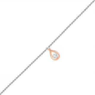 0.04 CT. Diamond Solitaire Teardrop Anklet in Sterling Silver and 10K Rose Gold – 10"