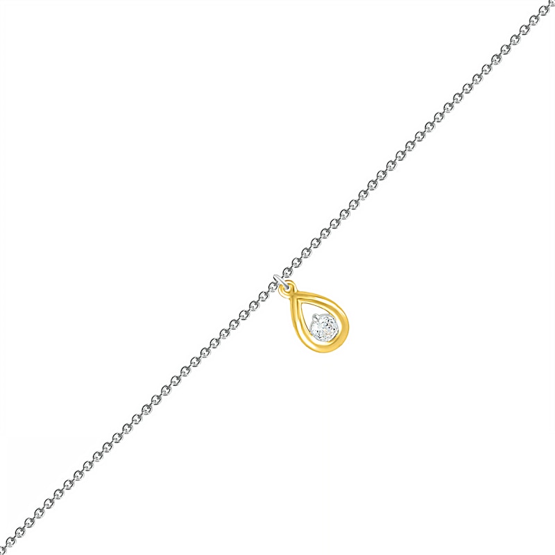 0.04 CT. Diamond Solitaire Teardrop Anklet in Sterling Silver and 10K Gold – 10"|Peoples Jewellers