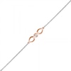 Diamond Accent Solitaire Double Teardrop Anklet in Sterling Silver and 10K Rose Gold – 10"