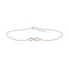 Diamond Accent Solitaire Double Teardrop Anklet in Sterling Silver and 10K Rose Gold – 10"