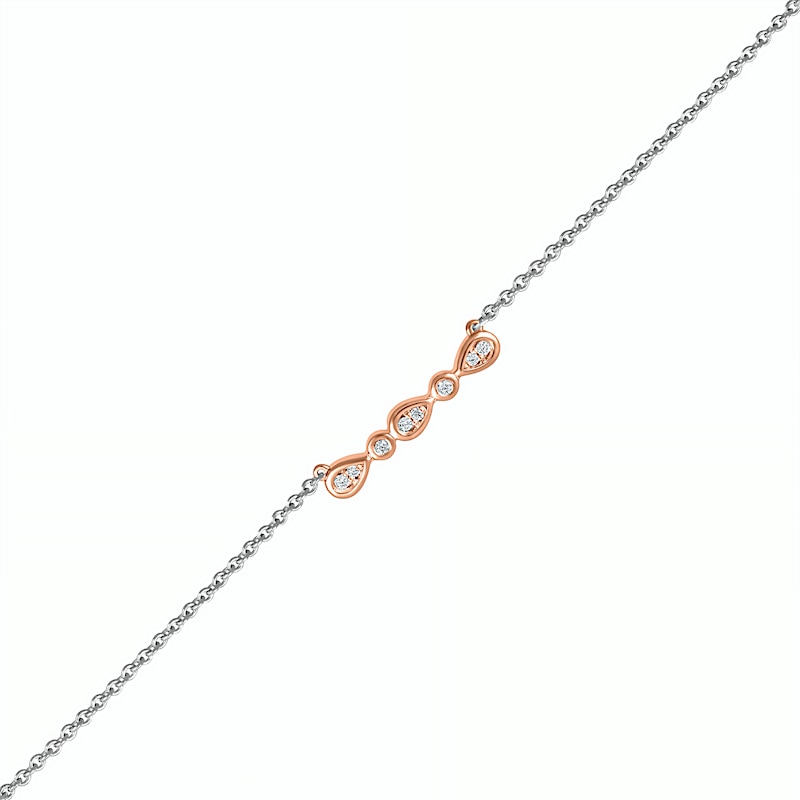 0.065 CT. T.W. Diamond Alternating Teardrop Anklet in Sterling Silver and 10K Rose Gold – 10"