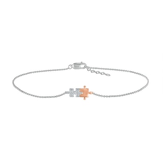 0.04 CT. T.W. Diamond Puzzle Piece Anklet in Sterling Silver and 10K Rose Gold – 10"