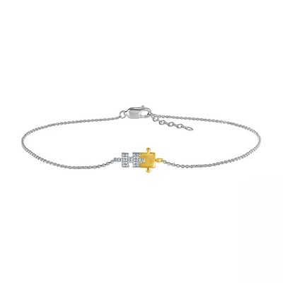 0.04 CT. T.W. Diamond Puzzle Piece Anklet in Sterling Silver and 10K Gold – 10"