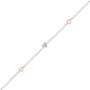 Diamond Accent Heart Station Anklet in Sterling Silver and 10K Rose Gold – 10"