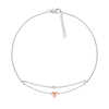 0.04 CT. T.W. Diamond Double Layer Heart Anklet in Sterling Silver and 10K Rose Gold – 10"