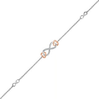 0.04 CT. T.W. Diamond Infinity Heart Anklet in Sterling Silver and 10K Rose Gold – 10"