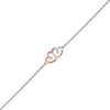 Thumbnail Image 0 of Diamond Accent Double Heart Anklet in Sterling Silver and 10K Rose Gold – 10"