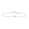 Thumbnail Image 1 of Diamond Accent Double Heart Anklet in Sterling Silver and 10K Rose Gold – 10"