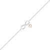 Thumbnail Image 0 of 0.04 CT. T.W. Diamond Infinity with Heart Dangle Anklet in Sterling Silver and 10K Rose Gold – 10"