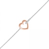 Thumbnail Image 0 of 0.04 CT. T.W. Diamond Heart Anklet in Sterling Silver and 10K Rose Gold – 10"