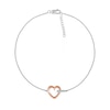 Thumbnail Image 1 of 0.04 CT. T.W. Diamond Heart Anklet in Sterling Silver and 10K Rose Gold – 10"