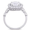 8.0mm White Lab-Created Sapphire and 0.05 CT. T.W. Diamond Frame Art Deco Engagement Ring in 10K White Gold