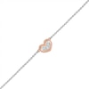 Thumbnail Image 0 of 0.065 CT. T.W. Diamond Heart Anklet in Sterling Silver and 10K Rose Gold – 10"