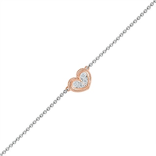 0.065 CT. T.W. Diamond Heart Anklet in Sterling Silver and 10K Rose Gold – 10"