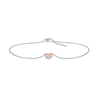 Thumbnail Image 1 of 0.065 CT. T.W. Diamond Heart Anklet in Sterling Silver and 10K Rose Gold – 10"