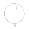 Diamond Accent Four Leaf Clover Anklet in Sterling Silver and 10K Rose Gold – 10"