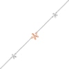 Thumbnail Image 0 of Diamond Accent Flower Anklet in Sterling Silver and 10K Rose Gold – 10"