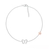 Thumbnail Image 1 of 0.04 CT. T.W. Diamond Butterfly and Flower Anklet in Sterling Silver and 10K Rose Gold – 10"