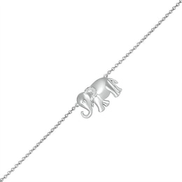 Diamond Accent Elephant Anklet in Sterling Silver – 10&quot;