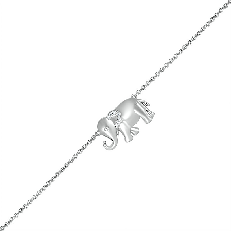 Diamond Accent Elephant Anklet in Sterling Silver – 10"|Peoples Jewellers