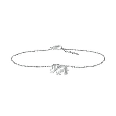 Diamond Accent Elephant Anklet in Sterling Silver – 10"