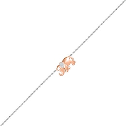 Diamond Accent Elephant Anklet in Sterling Silver and 10K Rose Gold – 10&quot;