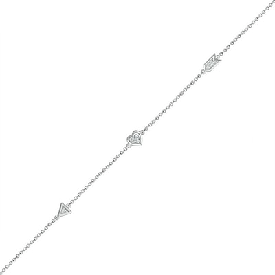 0.04 CT. T.W. Diamond Heart Arrow Anklet in Sterling Silver – 10"