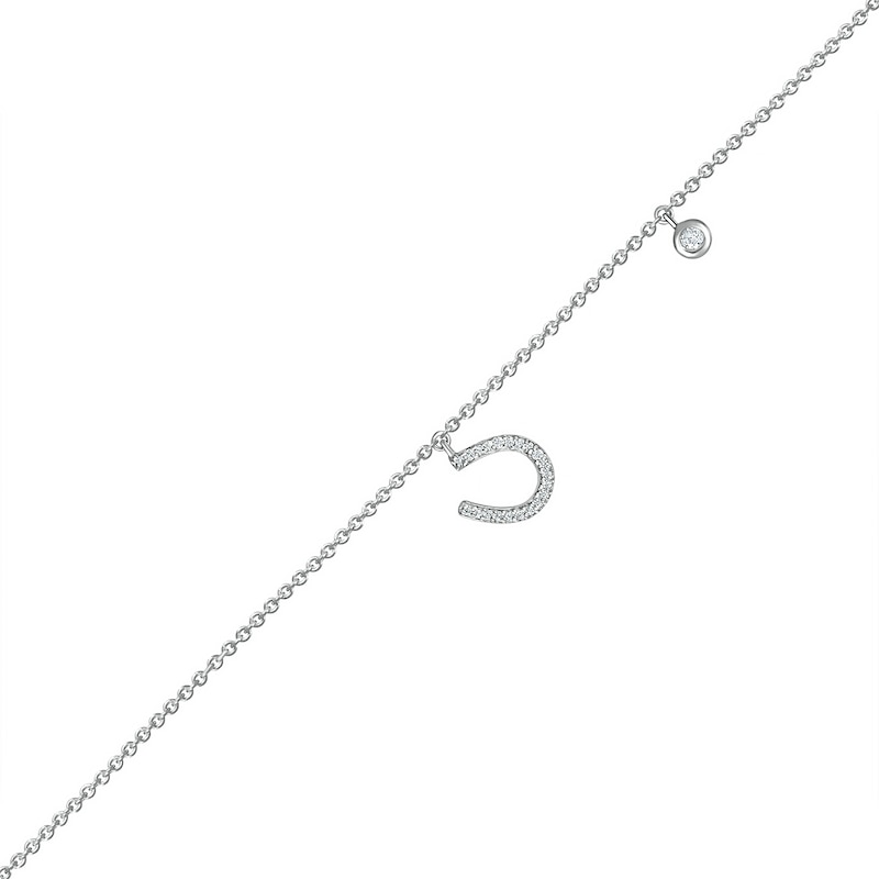 0.066 CT. T.W. Diamond Horseshoe Anklet in Sterling Silver – 10"
