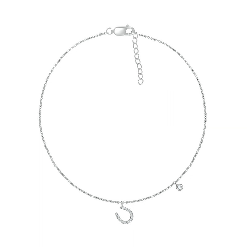 0.066 CT. T.W. Diamond Horseshoe Anklet in Sterling Silver – 10"|Peoples Jewellers
