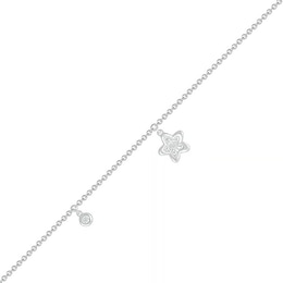 Diamond Accent Flower Anklet in Sterling Silver – 10&quot;