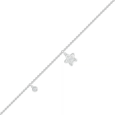 Diamond Accent Flower Anklet in Sterling Silver – 10"