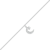 Thumbnail Image 0 of 0.04 CT. T.W. Diamond Crescent Moon and Star Anklet in Sterling Silver – 10"