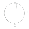 Thumbnail Image 1 of 0.04 CT. T.W. Diamond Crescent Moon and Star Anklet in Sterling Silver – 10"