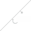 Thumbnail Image 0 of 0.065 CT. T.W. Diamond Crescent Moon and Star Anklet in Sterling Silver – 10"