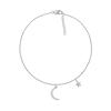 Thumbnail Image 1 of 0.065 CT. T.W. Diamond Crescent Moon and Star Anklet in Sterling Silver – 10"