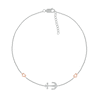Thumbnail Image 1 of 0.04 CT. T.W. Diamond Heart and Anchor Anklet in Sterling Silver and 10K Rose Gold – 10"
